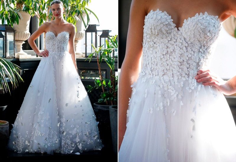 Brautkleid mit Spitzenbesatz von Francesca Miranda auf dem Hochzeitsblog Brautsalat