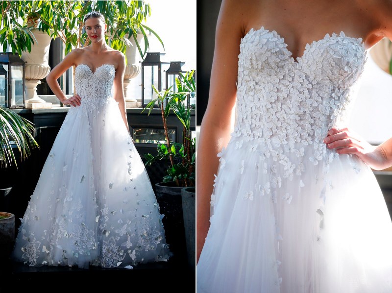 Brautkleid mit Spitzenbesatz von Francesca Miranda auf dem Hochzeitsblog Brautsalat
