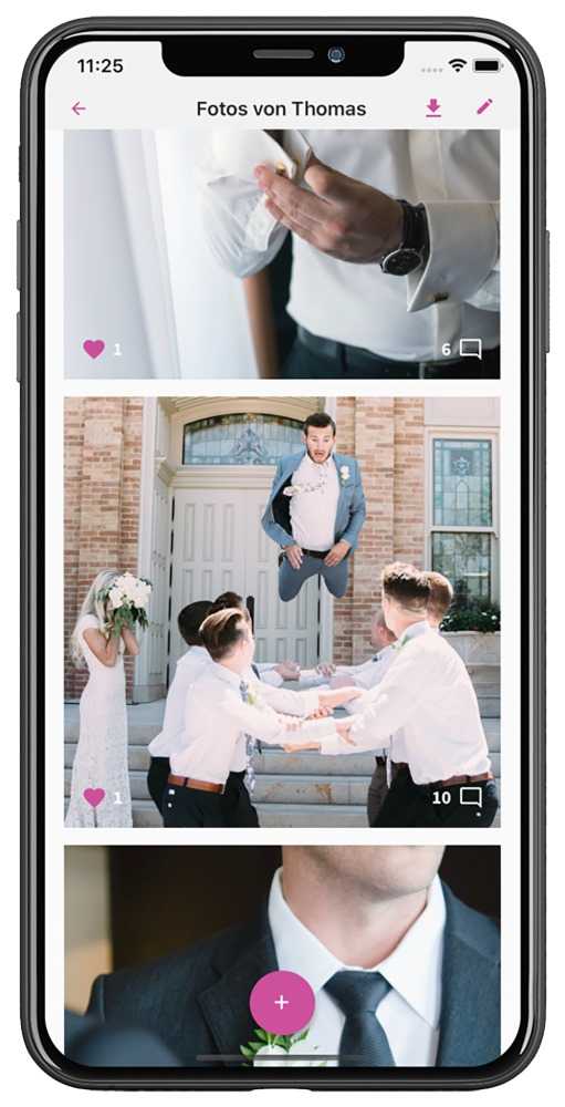 Geteilte Hochzeitsbilder im digitalen Album von weddies ansehen